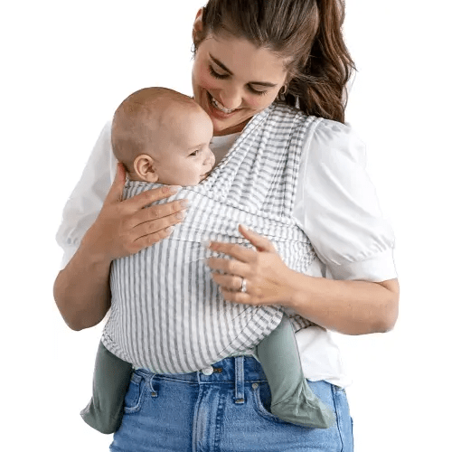 Solly Baby Wrap, Buttery-Soft Baby Carrier Newborn to Toddler 8-25 Lbs., Lightweight & Hands-Free Breathable Summer Carrier, Baby Wearing & Postpartum Essential, New Mom Gift, Natural + Grey Stripe