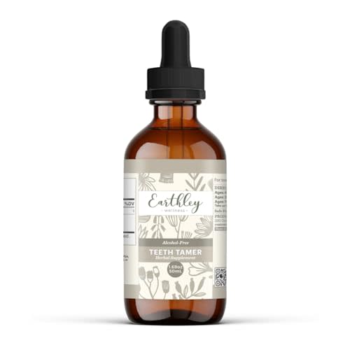 Earthley Wellness Teeth Tamer, Teething Relief for Babies & Kids, Soothes Drooling, Gum Discomfort & Irritability, Organic Herbal Formula, Essential Oil Free, Alcohol-Free & Sugar-Free (1.69 oz)