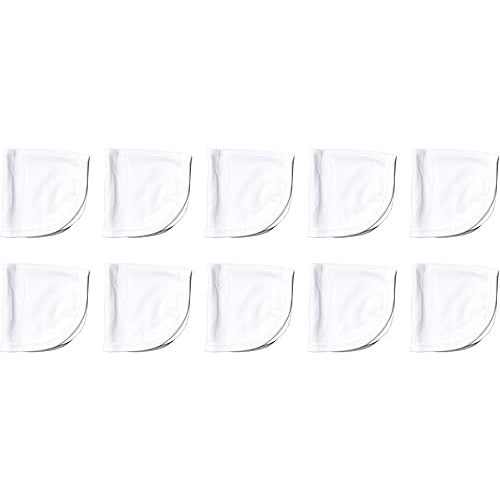 HonestBaby 10-Pack Organic Cotton Baby-Terry Wash Cloths, Bright White, One Size,10 Count (Pack of 1)