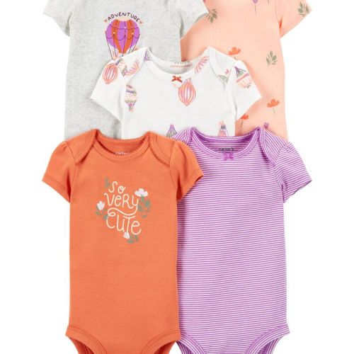 Orange/Purple Baby 5-Pack Short-Sleeve Original Bodysuits | carters.com