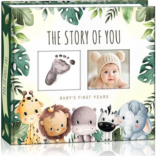Baby Memory Book & Scrapbook - Milestone Keepsake Record & Photo Album - Gender Neutral Gift for Boy or Girl - Registry Must Have