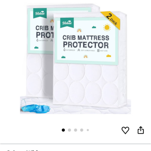 Crib Mattress Protector Sheets Waterproof 2 Pack, Quilted Crib Mattress Pad Cover Fitted Fits for Toddler Bed Mattress, White, 52” x 28”