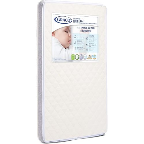 Graco Ultra 2-in-1 Premium Dual-Sided Crib & Toddler Mattress - GREENGUARD Gold and Oeko-TEX Standard 100 Certified, CertiPUR-US Certified Foam, 2-Sided Mattress Fits Any Brand of Crib & Toddler Bed