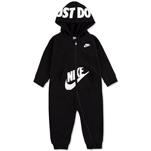 Nike Baby Boy Full-Zip Long Sleeve Hooded Coveralls Black SIZE- 6 Months