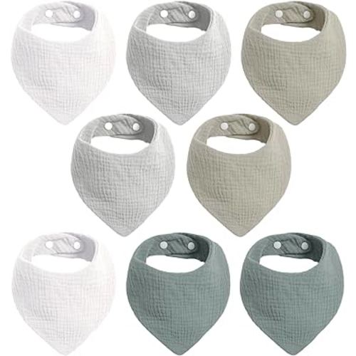 Cherub Baby Bandana Bibs for Boys, 8 Pack Muslin Baby Bibs for Drooling and Teething, Super Absorbent Drool Bibs for Baby Boy, Soft Baby Boy Bibs