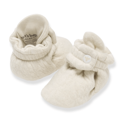 Organic Cotton Quilted Bee Baby Booties Oat