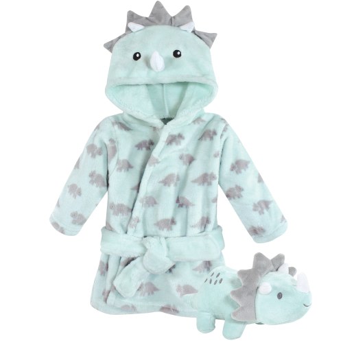 Hudson Baby Plush Bathrobe and Toy Set, Triceratops, One Size - Triceratops - One Size