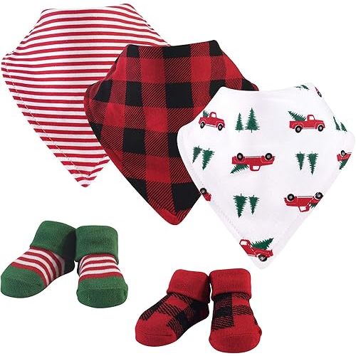Hudson Baby Unisex BabyCotton Bib and Sock Set