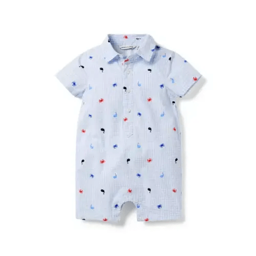 Baby Gingham Sea Animal Romper