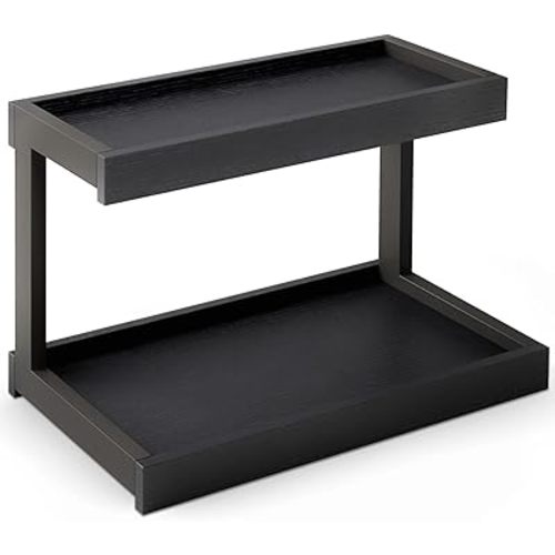 MARTY 2 Tier Spice Rack Organizer for Countertop, 15.8''L Coffee Station/Bathroom Organizer Countertop, Counter Shelf Desktop Storage Organizer for Kitchen, Bedroom, Office (Black)