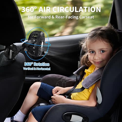 AMACOOL Battery Operated Stroller Fan Flexible Tripod Clip On Fan with 3 Speeds and Rotatable Handheld Personal Fans for Car Seat Crib Bike Treadmill (Black)