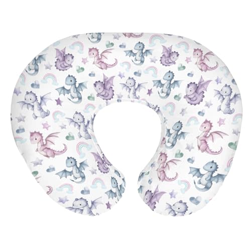 Fairytale Dragon Love Stars Baby Nursing Pillow Covers for Boy Girl Baby Dragons Purple Nursery Feeding Pillowcase for Breastfeeding Pillows Fantasy Animal Soft Stretchy Slipcover for Newborn Infant