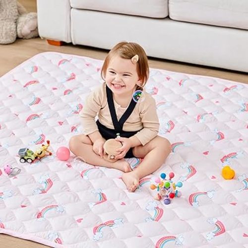 Baby Play Mat 50" X 50", Extra Thicker & Large Baby Mat for Floor, Soft Non-Slip Cushioned Play Mats for Babies, Toddlers, Foldable and Washable Baby Play Mat