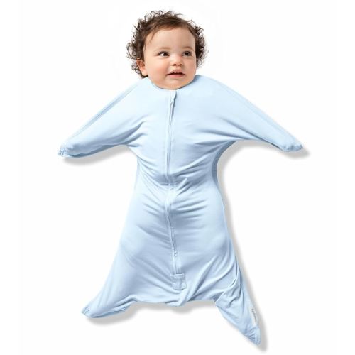 SleepingBaby EverSoft Zipadee-Zip Transition Swaddle - Roomy Wearable Blanket with Two Way Zipper - Viscose from Bamboo - Sky Blue, Small (4-8 Month)
