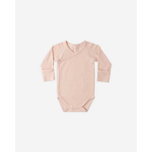 QUINCY MAE - Side Snap Bodysuit Melon Micro Stripe – 0-3 Months