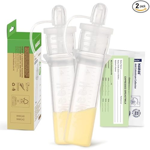 haakaa Colostrum Collector kit Colostrum Syringes for Breastmilk to Collect, Feed & Store, Ready-to-Use (0.1oz/4ml, 2 PK)
