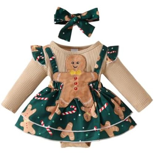 My First Christmas Baby Girl Outfit Newborn Christmas Romper Dress Cute Santa Dress Infant Fall Winter Xmas Clothes