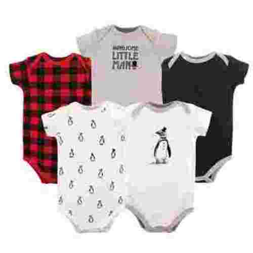 Hudson Baby Short Sleeve Bodysuits, 5-Pack, Newborn- 24 Months