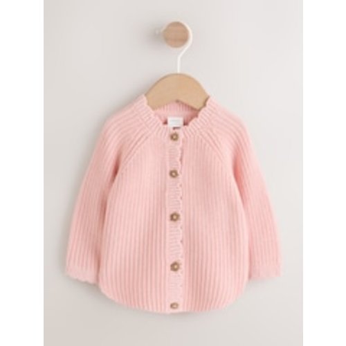 Pink Scallop Hem Knitted Baby Cardigan-18mo