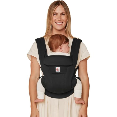 Ergobaby Omni Deluxe Baby Carrier Newborn to Toddler - Breathable Baby Carriers for Summer - All-Position Carrier with Enhanced Lumbar Support & Airflow (7-45 Pounds), Cotton, Onyx Black