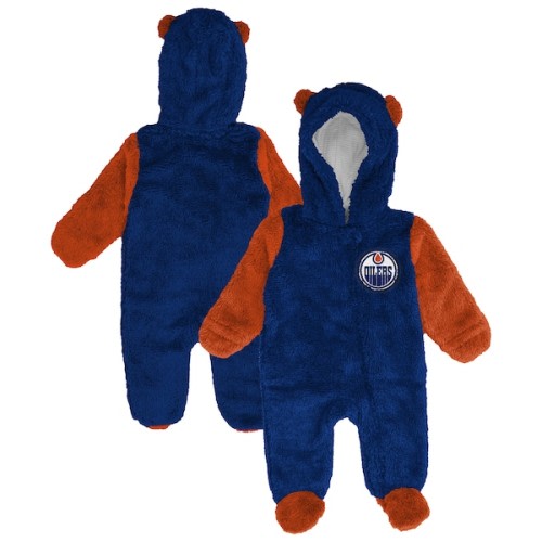 Infant & Newborn Edmonton Oilers Outerstuff Royal Stay Napping Fleece Bunting Full-Zip Sleeper