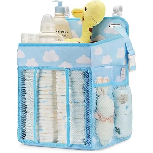Maliton Hanging Diaper Organizer - Diaper Stacker for Changing Table, Crib, Playard or Wall & Nursery Organization Baby Shower Gifts for Newborn