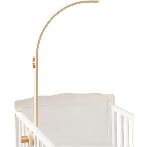 Baby Crib Mobile Arm - Wooden Baby Mobile Crib Holder for Hanging Baby Crib Attachment for Nursery Decor (Curved Structural Arm)