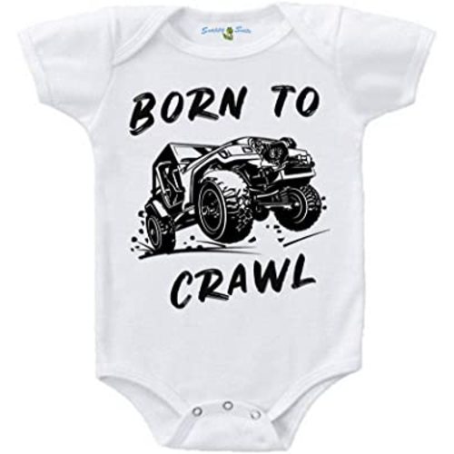 Born to Crawl Off-roading 4x4 Offroad Crawler Cute Infant Bodysuit Baby Romper Short Sleeve (Black, 3-6 Months)