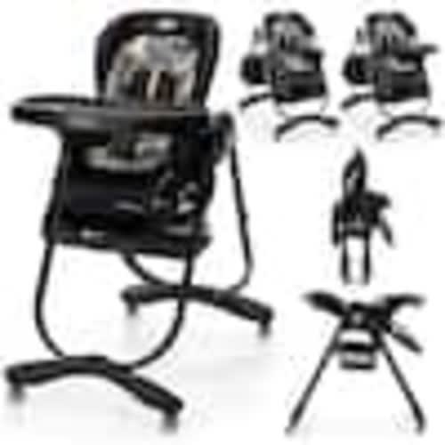 Costway Black Highchair for Babies and Toddlers with Rolling Wheels Adjustable Height Footrest HCST03327