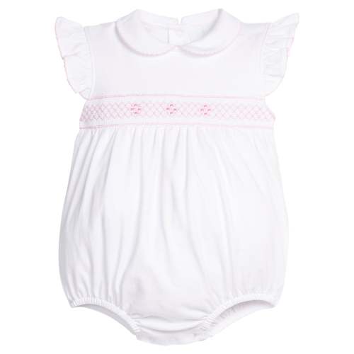 Smocked Angel Sleeve Bubble - Pink Geo