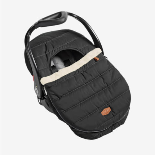 JJ Cole Winter Baby Car Seat Cover - Winter Car Seat Cover for Baby Seat or Stroller - Infant Car Seat Covers with Warm Sherpa Lining - Black