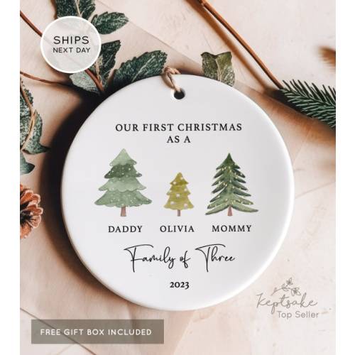 Family of Three Christmas Ornament Family of 3 Family - Etsy