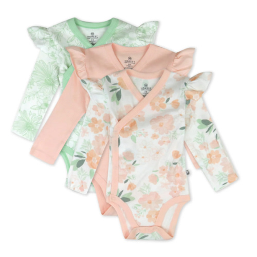 3-Pack Organic Cotton Long Sleeve Side-Snap Bodysuits | Honest Baby Clothing