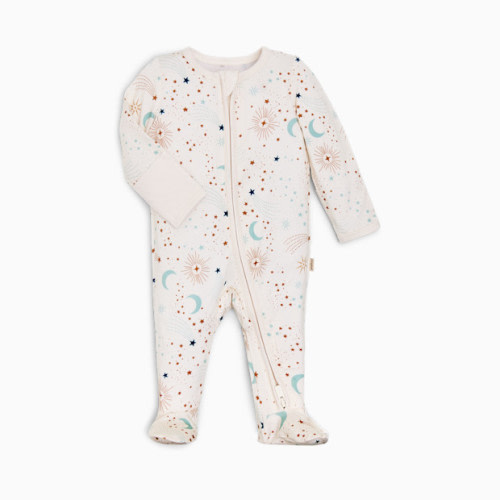 Tiny Kind Bamboo Viscose Printed 2-Way Zip Footie - Celestial Print, Nb