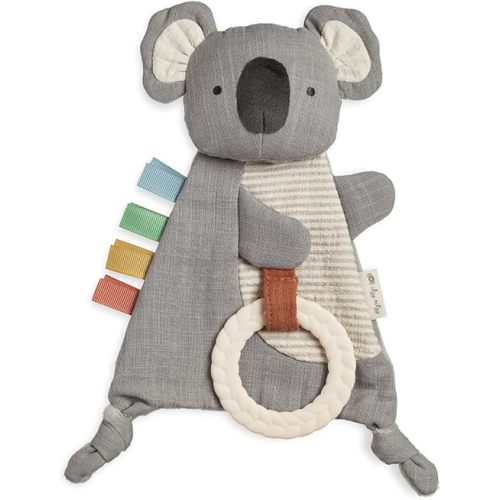 Itzy Ritzy - Bitzy Crinkle Sensory Toy Fox with Crinkle Sound for Babies & Toddlers - Features Soft Braided Teething Ring & Textured Ribbons, Designed for Ages 0 Months and Up, Fox