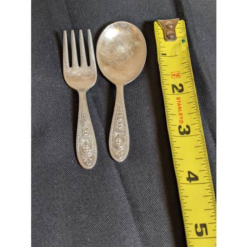 FREE SHIPPING- Antique Sterling Infant Spoon and Fork- International Sterling Silver- 1920's era "Wedgwood" Pattern. See Item Description.