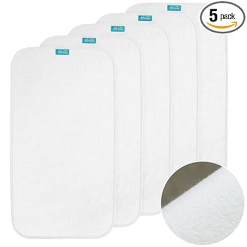Changing Pad Liner 5 Count Waterproof Baby Diaper Changing Pad Cover 28" X 15" Larger Cotton Flannel Absorbent & Skin-Friendly Portable Changing Pad Liners (Solid Improved Thickness)
