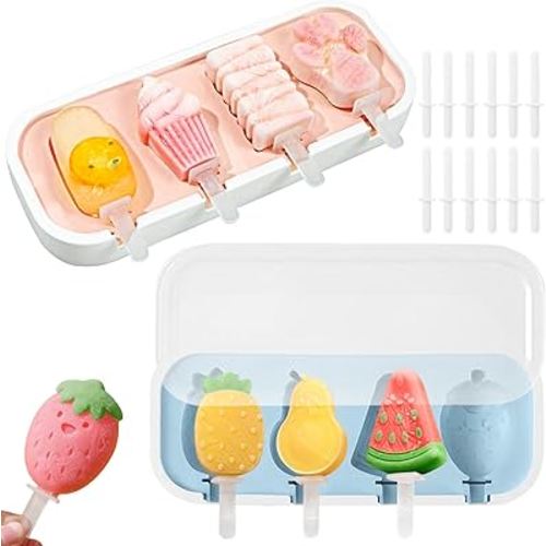 Popsicles Molds, Small Silicone Popsicle Molds for Kids, Mini Ice Pop Cream Mold, Homemade Ice Pop Molds Maker, Animal Fruit Cute Shape Popsicle Maker(2Pcs Pineapple&Paws)