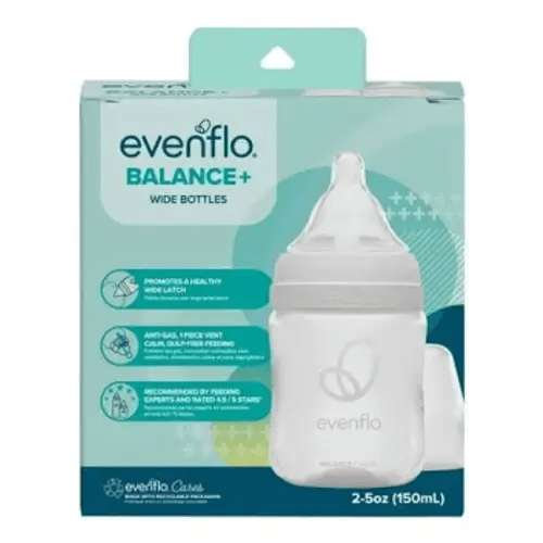 Evenflo Balance Wide Neck Baby Bottles Clear and White 5oz, 6 count