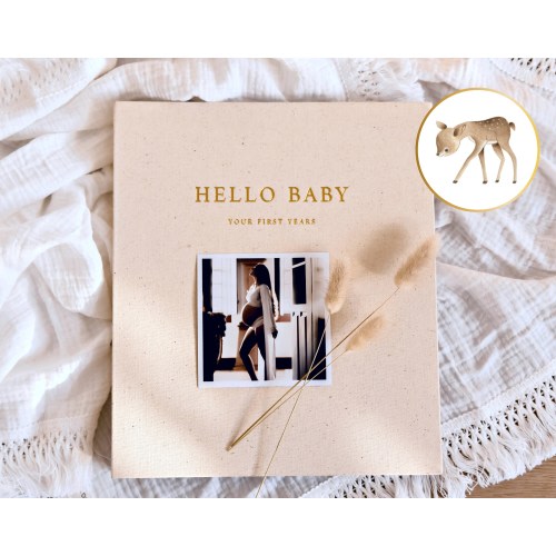 Peachly Unisex Woodland Baby Memory Book (USA) - Photo Keepsake to Record Milestones & Firsts Gender Neutral