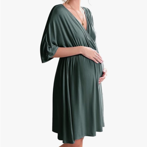 Ekouaer 3 in 1 Labor/Delivery/Hospital Gown Maternity Dress Nursing Nightgown Sleepwear for Breastfeeding