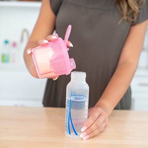 Dr. Brown's Baby Formula Dispenser with Snap-On Lid for On-the-Go Feedings,Milk Powder Dispenser for Traveling with Infant,Pink - Formula Dispenser, Pink, 1 Pack