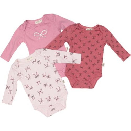 Rabbit + Bear Organic Newborn Girls Bows Baby Bodysuits - 3-Pack, Long Sleeve - Save 52%