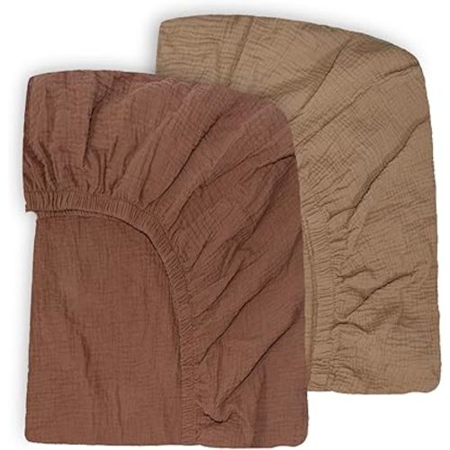 Ultra Soft Muslin Crib Sheets for Baby, Premium Breathable Organic Cotton Crib Fitted Sheet for 52’’x28’’Standard Crib and Toddler Mattress,Brown&Coffee