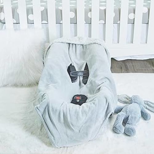 EVERYDAY KIDS Unisex Grey Baby Car Seat Blanket for Baby and Toddler Boys and Girls Baby Bunting Swaddle Wrap Blanket for Interior Car Seat; Cover Baby and Keep Car Seat Clean