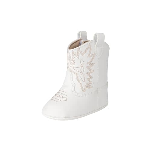 Baby Deer Faux-leather Soft Sole Western Boot for Infant Boys or Girls/Baby First Steps non-Slip with Ornamental Cowboy Stitch and Hook-and-loop Closure