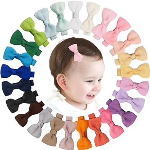 CÉLLOT Baby Hair Clips 25PCS Baby Girls Fully Lined Baby Bows Hair Pins Tiny 2" Hair Bows Alligator Clips for Baby Girls Infants Toddlers