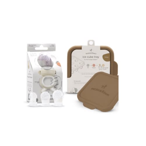Solids & Teething Bundle – Moss & Fawn | Ecru for teether, Foliage for tray
