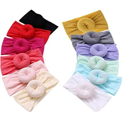 Qandsweet Baby Headbands Circle Bows Knotted Soft Silk Nylon Headwraps For Newborn Infant Toddlers Girl Kids