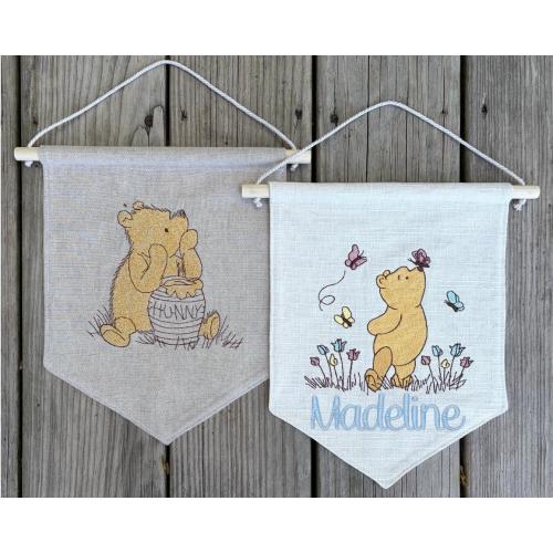 Embroidered Classic Winnie the Pooh Wall Name Banner Hanging Decor Baby Nursery